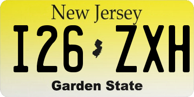 NJ license plate I26ZXH