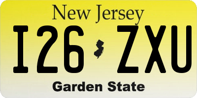 NJ license plate I26ZXU