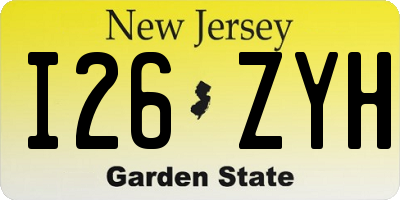 NJ license plate I26ZYH