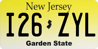 NJ license plate I26ZYL