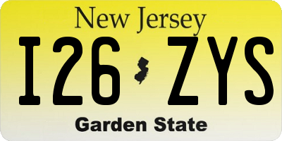 NJ license plate I26ZYS