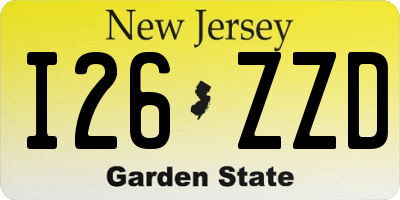 NJ license plate I26ZZD