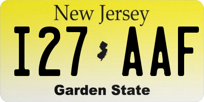 NJ license plate I27AAF