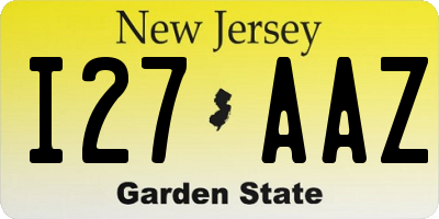 NJ license plate I27AAZ