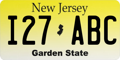 NJ license plate I27ABC