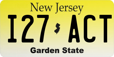 NJ license plate I27ACT