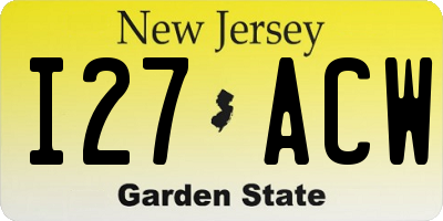 NJ license plate I27ACW