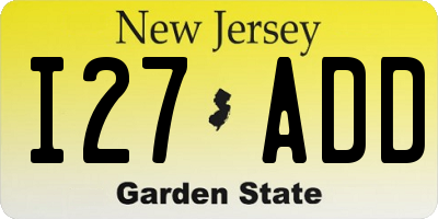 NJ license plate I27ADD