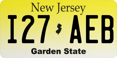 NJ license plate I27AEB