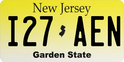 NJ license plate I27AEN