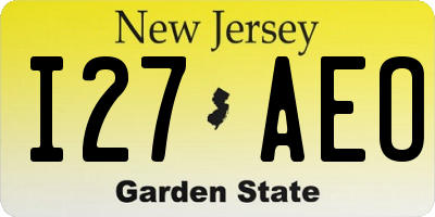 NJ license plate I27AEO