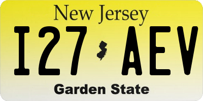NJ license plate I27AEV