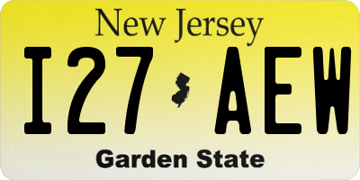 NJ license plate I27AEW
