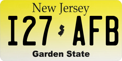 NJ license plate I27AFB