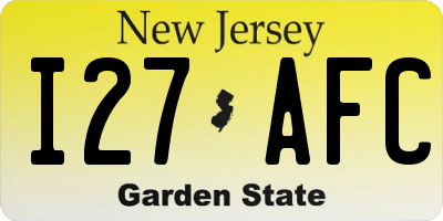 NJ license plate I27AFC