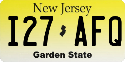 NJ license plate I27AFQ