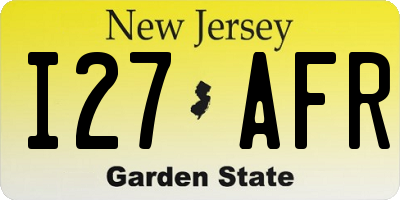 NJ license plate I27AFR