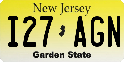 NJ license plate I27AGN