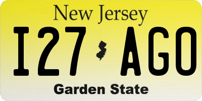 NJ license plate I27AGO