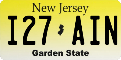 NJ license plate I27AIN