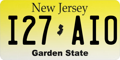 NJ license plate I27AIO