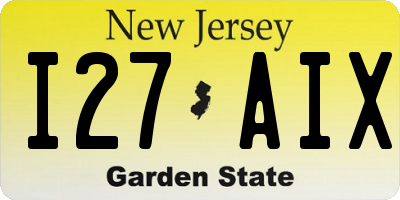 NJ license plate I27AIX