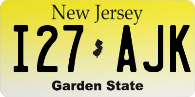 NJ license plate I27AJK