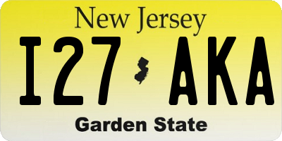 NJ license plate I27AKA