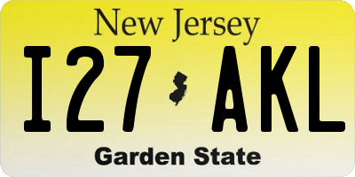 NJ license plate I27AKL