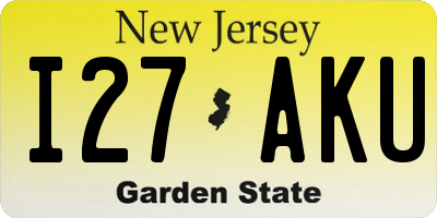 NJ license plate I27AKU