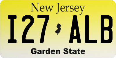 NJ license plate I27ALB