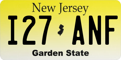 NJ license plate I27ANF