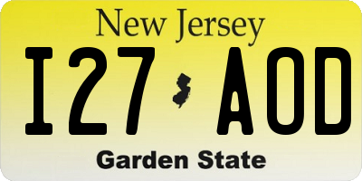 NJ license plate I27AOD