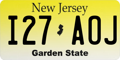 NJ license plate I27AOJ