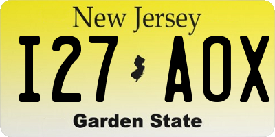 NJ license plate I27AOX