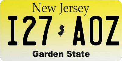 NJ license plate I27AOZ