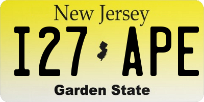 NJ license plate I27APE
