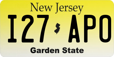 NJ license plate I27APO