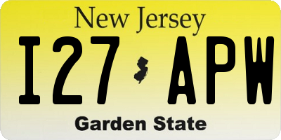 NJ license plate I27APW