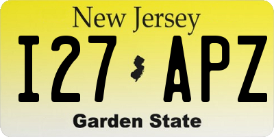 NJ license plate I27APZ