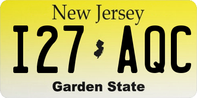 NJ license plate I27AQC