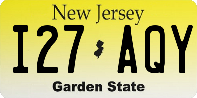NJ license plate I27AQY