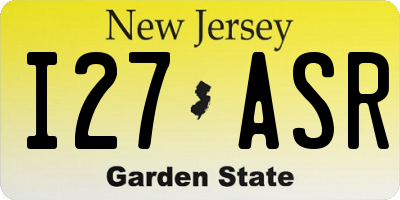 NJ license plate I27ASR