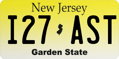 NJ license plate I27AST