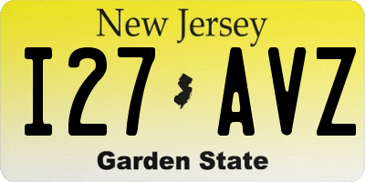 NJ license plate I27AVZ