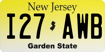 NJ license plate I27AWB