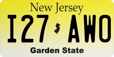 NJ license plate I27AWO