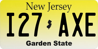 NJ license plate I27AXE