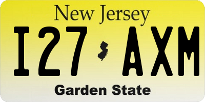 NJ license plate I27AXM