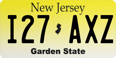NJ license plate I27AXZ